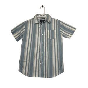 Tony Hawk Button-Up Shirt Boys Medium Stripped Short Sleeve Casual Shirt